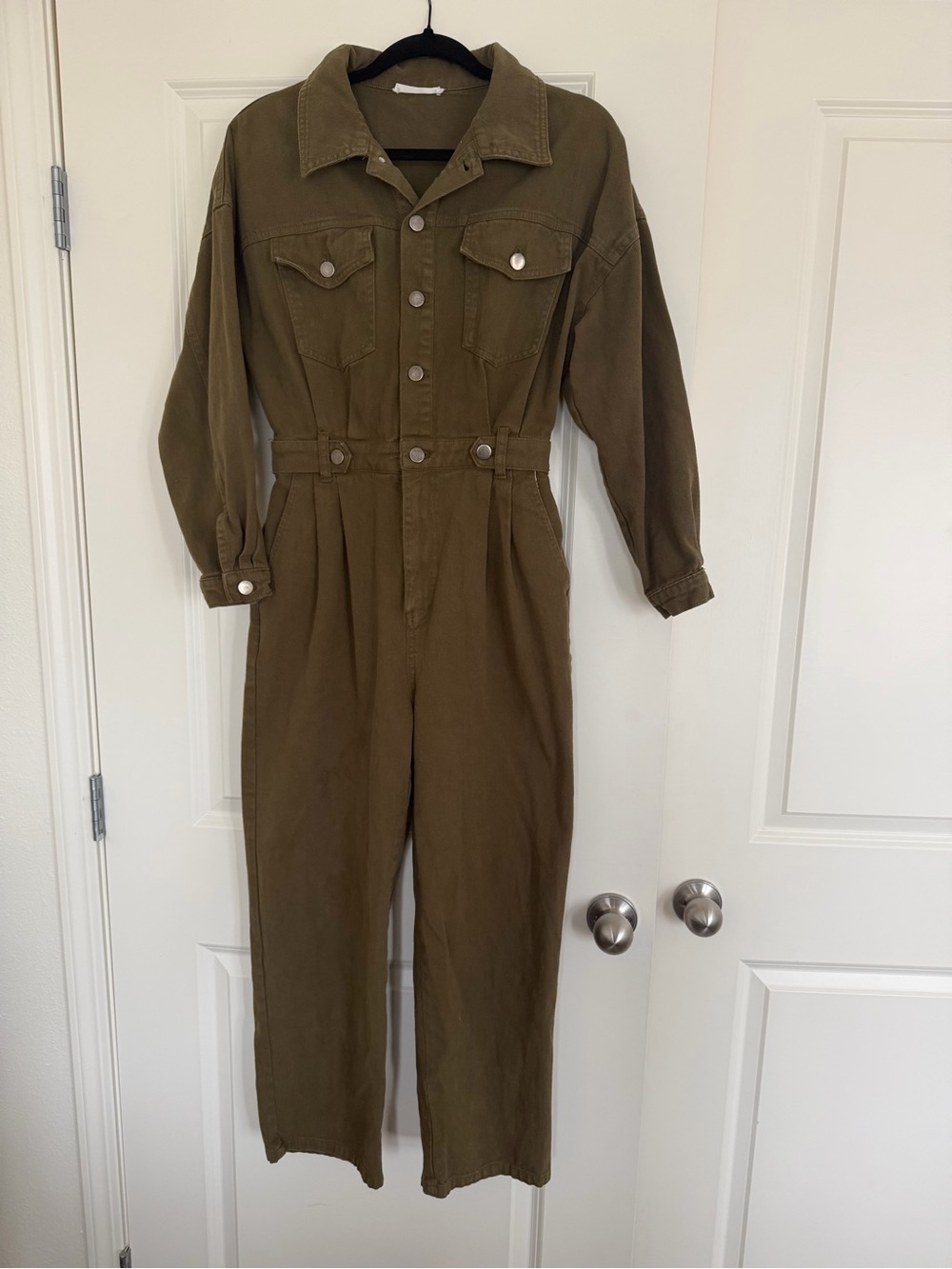12th Tribe Hendrix denim jumpsuit In Olive Green Size S/M - Picture 3 of 7